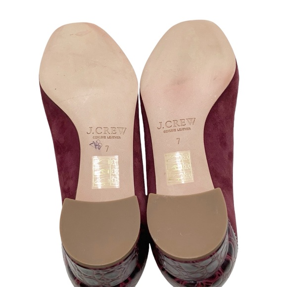 🆕{J.Crew}Suede Leather Pumps with Stamped Leather Croc Heel - Picture 7 of 9